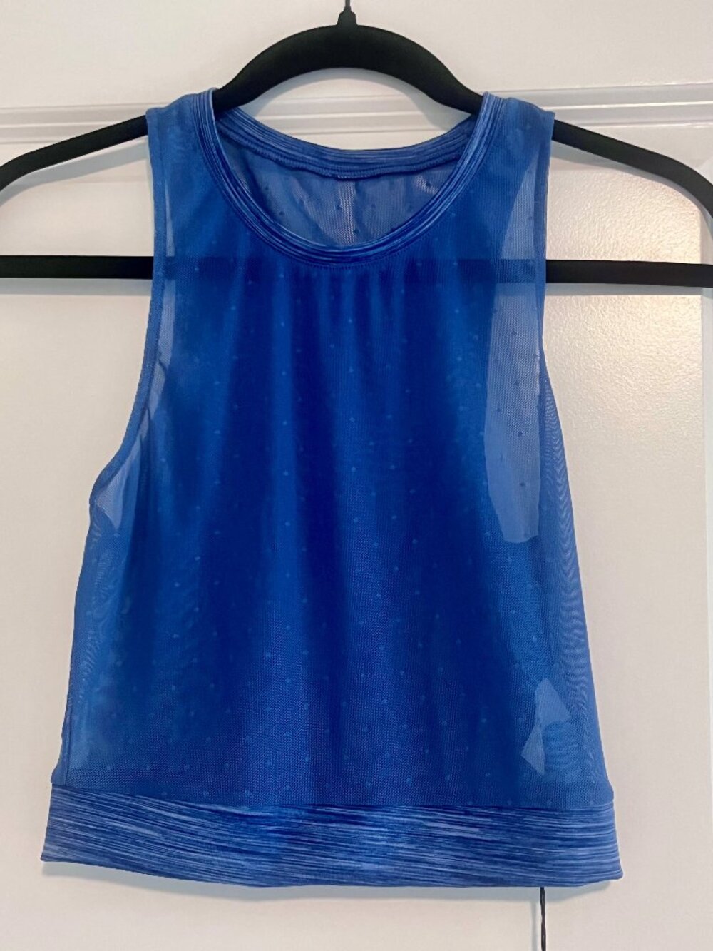 ZYIA Active Calm Blue Luxe High Neck Mesh Crop Tank Top